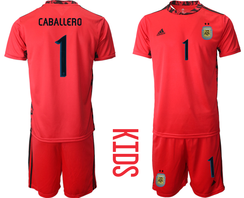 Youth 2020-2021 Season National team Argentina goalkeeper red #1 Soccer Jersey